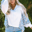 White Small Eliana Floral Patchwork V Neck Blouse