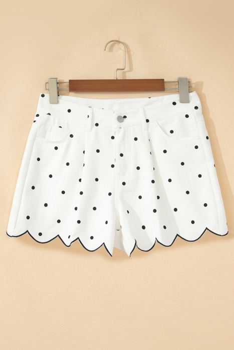 Elise Embroidered Scallop Hem Shorts