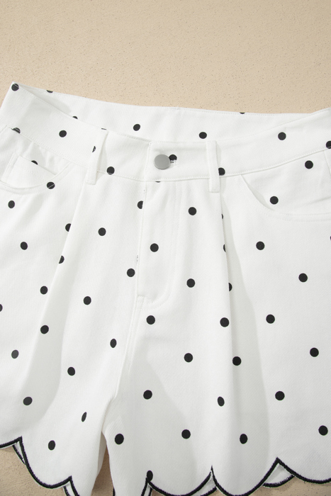 Elise Embroidered Scallop Hem Shorts