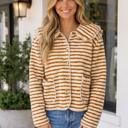 Brown Stripe Small Elliana Sleeve Regular Fit Jacket