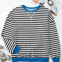  Elliana Stripe Crossed Stitch Drop Shoulder Sweatshirt
