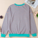  Elliana Stripe Crossed Stitch Drop Shoulder Sweatshirt