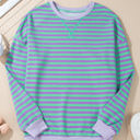 Blue Stripe XXL Elliana Stripe Crossed Stitch Drop Shoulder Sweatshirt