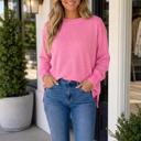 Pink Medium Ellie Backless Pullover Sweater Long Sleeve Top