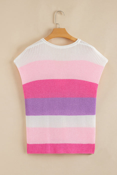 Elliot Color Block Notch V Neck Sweater Top
