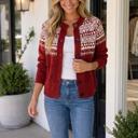 Red Large Elliot Long Sleeve Knitwear Cardigan