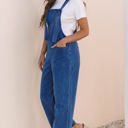 Elodie Knotted Strap Wide Leg Denim Overalls