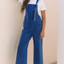  Elodie Knotted Strap Wide Leg Denim Overalls