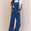  Elodie Knotted Strap Wide Leg Denim Overalls