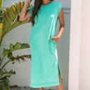 Clearly Aqua XL Eloise Mineral Wash Pocketed T-shirt Long Dress
