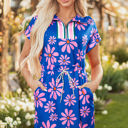 Purple Medium Elouise Floral Drawstring Waist Mini Dress