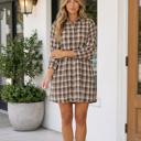 Brown Medium Elyse Short Shift Mini Dress