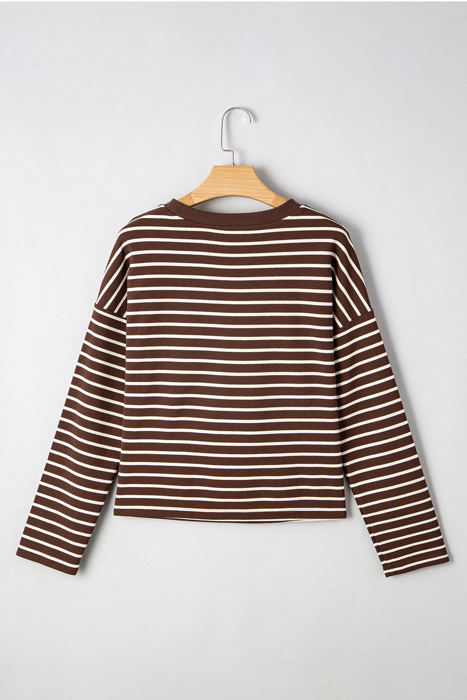 Ember Stripe Ribbed Cropped Crew Neck Top