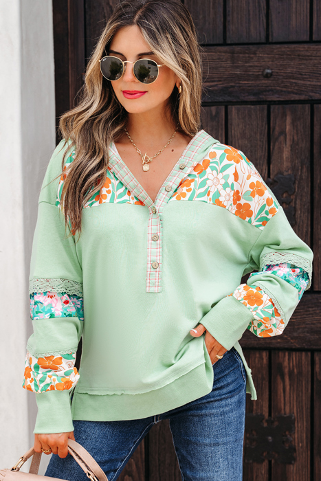 Emberly Patchwork Half Hooded Pullover