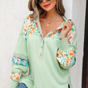 Clearly Aqua Medium Emberly Patchwork Half Hooded Pullover