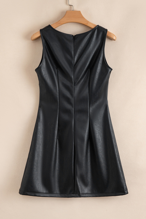 Emelia Leather Sleeveless Mini Dress