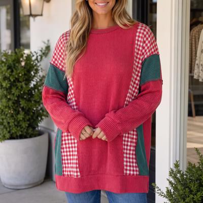 Emely Colorblock Twist Rib Long Sleeve Top