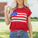 Fiery Red Small Emely Graphic Short Sleeve Sweater