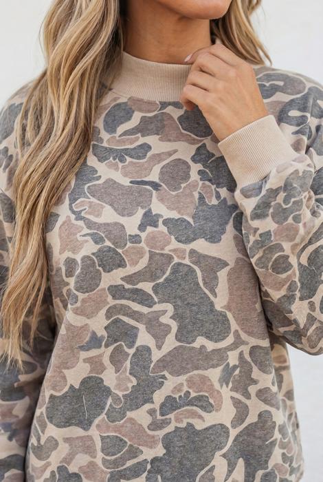 Emeree Ribbed Trim Mock Long Sleeve Top