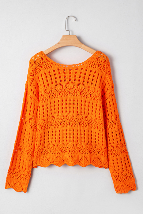 Emerson Crochet Scallop Edge Sweater