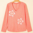  Rachel Floral Patchwork V Neck Long Sleeve Top