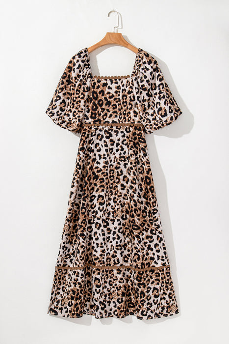 Emery Leopard Bubble Sleeve Maxi Dress