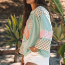  Emilia Plaid Floral Peace Heart Long Sleeve Top