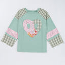  Emilia Plaid Floral Peace Heart Long Sleeve Top