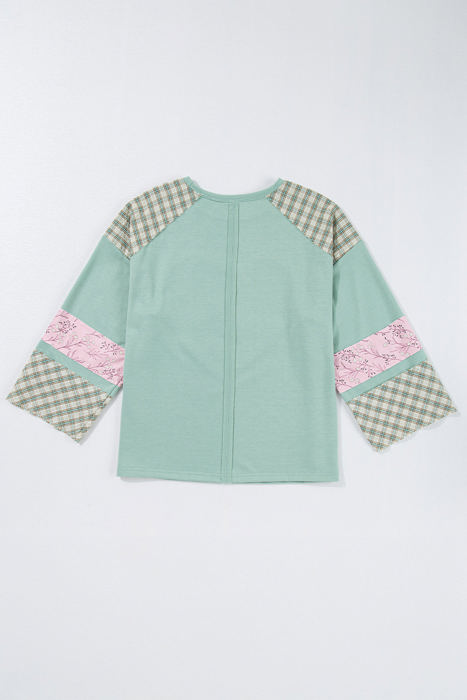 Emilia Plaid Floral Peace Heart Long Sleeve Top