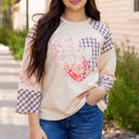  Emilia Plaid Floral Peace Heart Long Sleeve Top