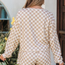  Emily Checkered Long Sleeve High Waist Skort 2pcs Set
