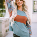  Emma Striped Bishop Sleeve Top