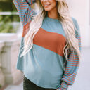 Green Medium Emma Striped Bishop Sleeve Top