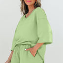  Emmeline Loose V Neck Half Sleeve Tee and Shorts