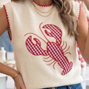  Emmeline Plaid Crawfish Knit Sweater