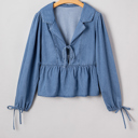 Dusk Blue Small Emmy Sleeve Tied Peplum Top