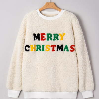 Ensley Christmas Embroidered Sherpa Pullover