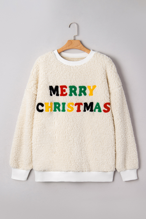 Ensley Christmas Embroidered Sherpa Pullover