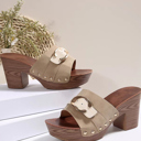  Erin Studded Chunky Heel Slippers