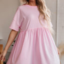 Estella Pocketed Raw Edge Babydoll Dress