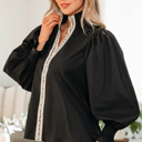  Estrella Flounce Sleeve Trim Blouse