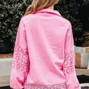  Evangeline Embroidered Flower Buttons Pullover Sweatshirt