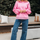  Evangeline Embroidered Flower Buttons Pullover Sweatshirt