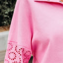 Evangeline Embroidered Flower Buttons Pullover Sweatshirt