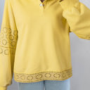  Evangeline Embroidered Flower Buttons Pullover Sweatshirt