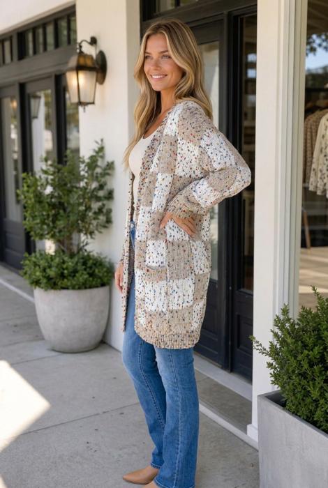 Evelina Print Open Cardigan