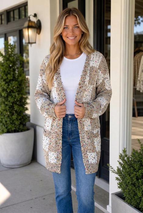 Evelina Print Open Cardigan
