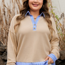  Evelynn Waffle Knit Collared PLUS Top