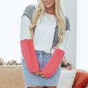  Everlee Knit Patchwork Casual Top