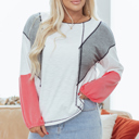 White XL Everlee Knit Patchwork Casual Top